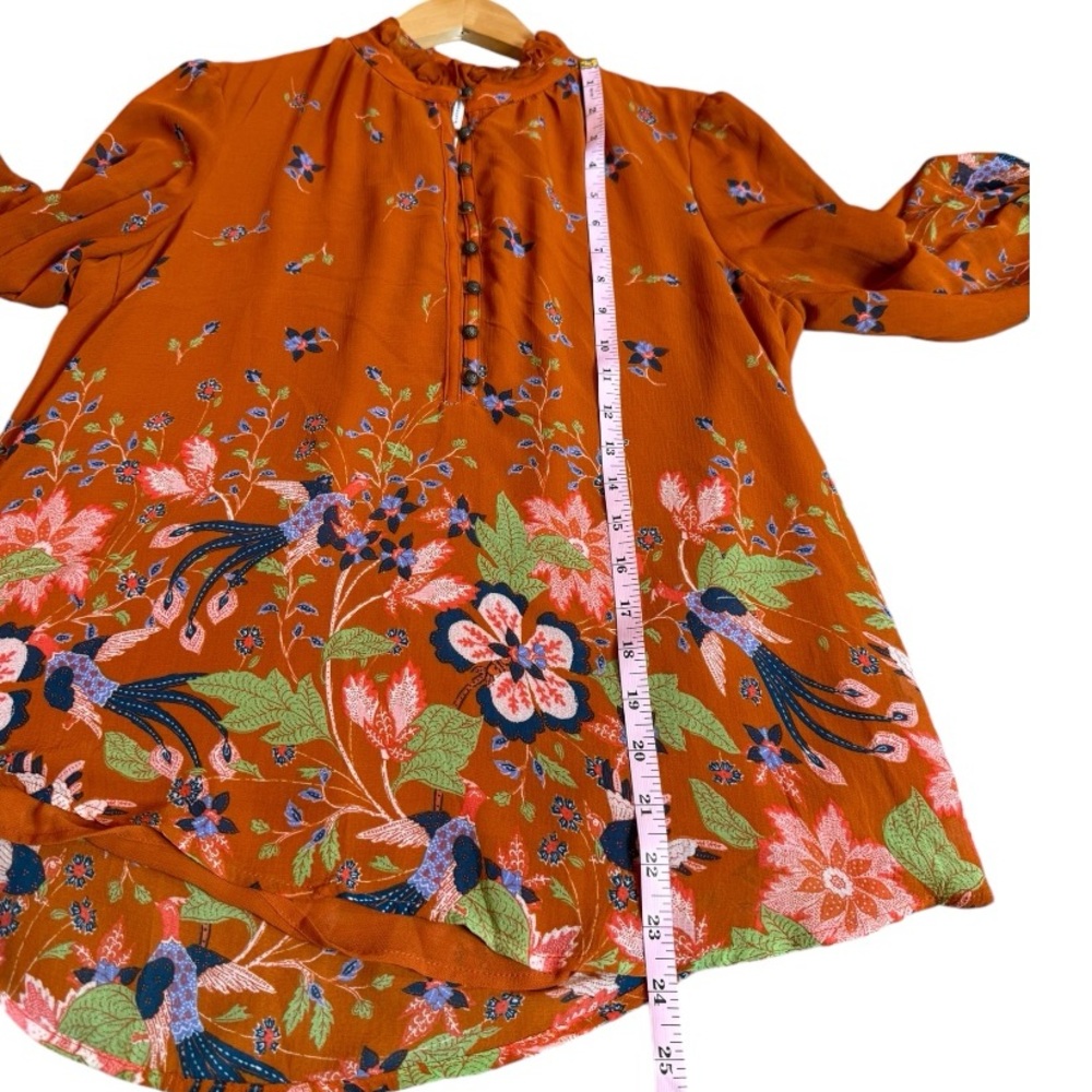 By Anthropologie Floral Chiffon Blouse size XS - Picture 13 of 15
